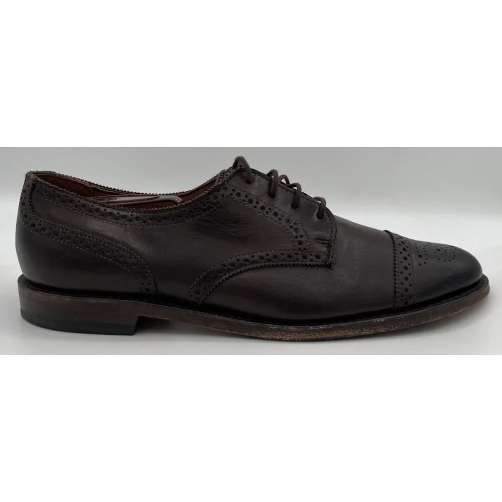 Allen Edmonds Lexington Oxford Brogue Cap-Toe Shoes Leather Dark Brown 10.5D